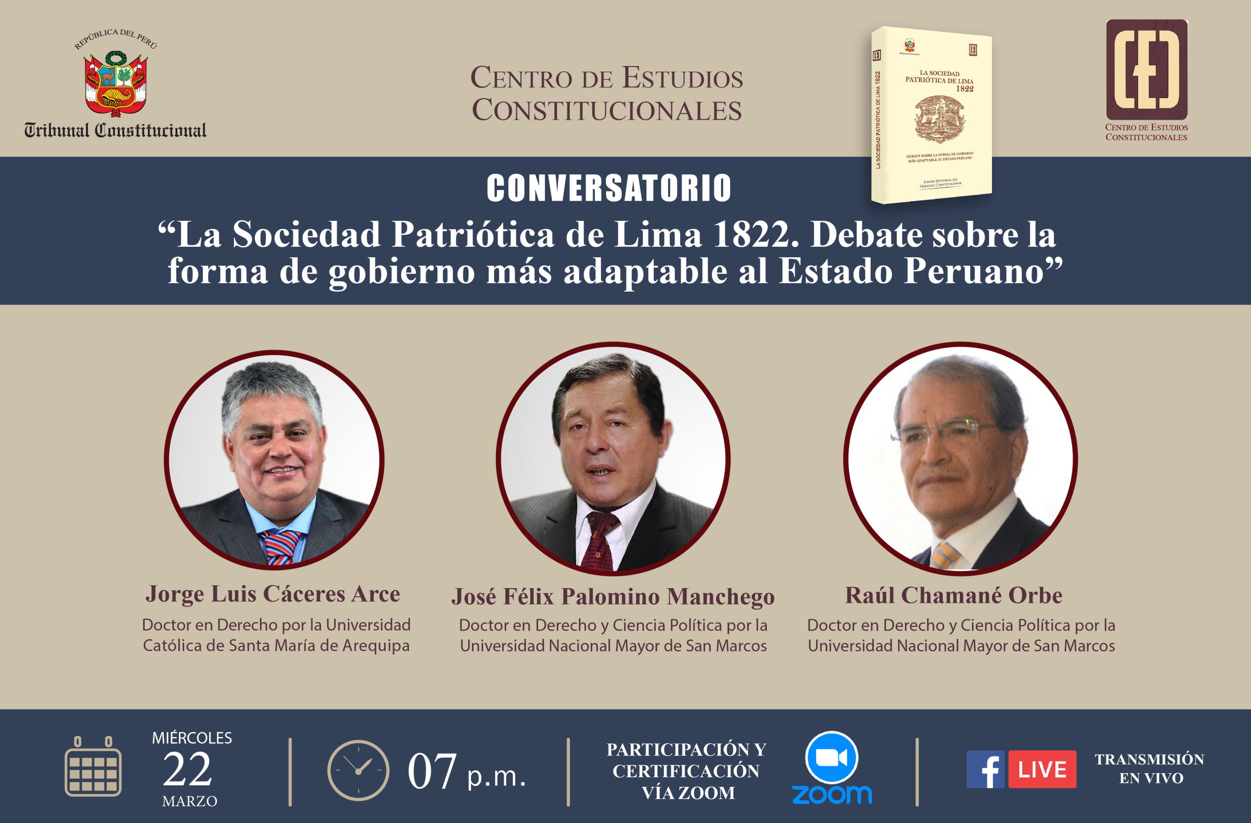 CEC DEL TC REALIZARÁ EL CONVERSATORIO “LA SOCIEDAD PATRIÓTICA DE LIMA 1822: DEBATE SOBRE LA FORMA DE GOBIERNO MÁS ADAPTABLE AL ESTADO PERUANO”