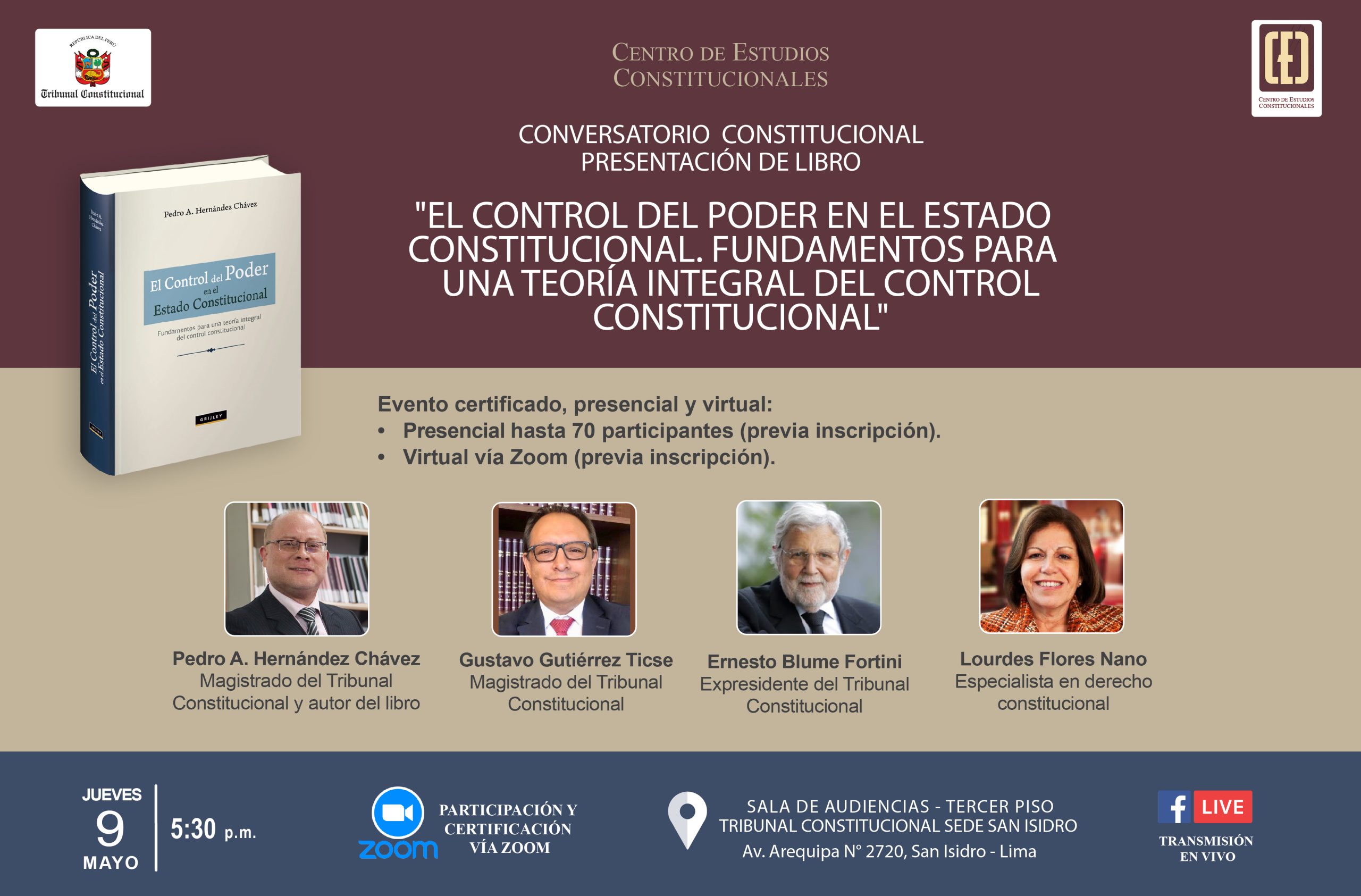 EL 9 DE MAYO SE PRESENTA EL LIBRO “EL CONTROL DEL PODER EN EL ESTADO CONSTITUCIONAL. FUNDAMENTOS PARA UNA TEORÍA INTEGRAL DEL CONTROL CONSTITUCIONAL”