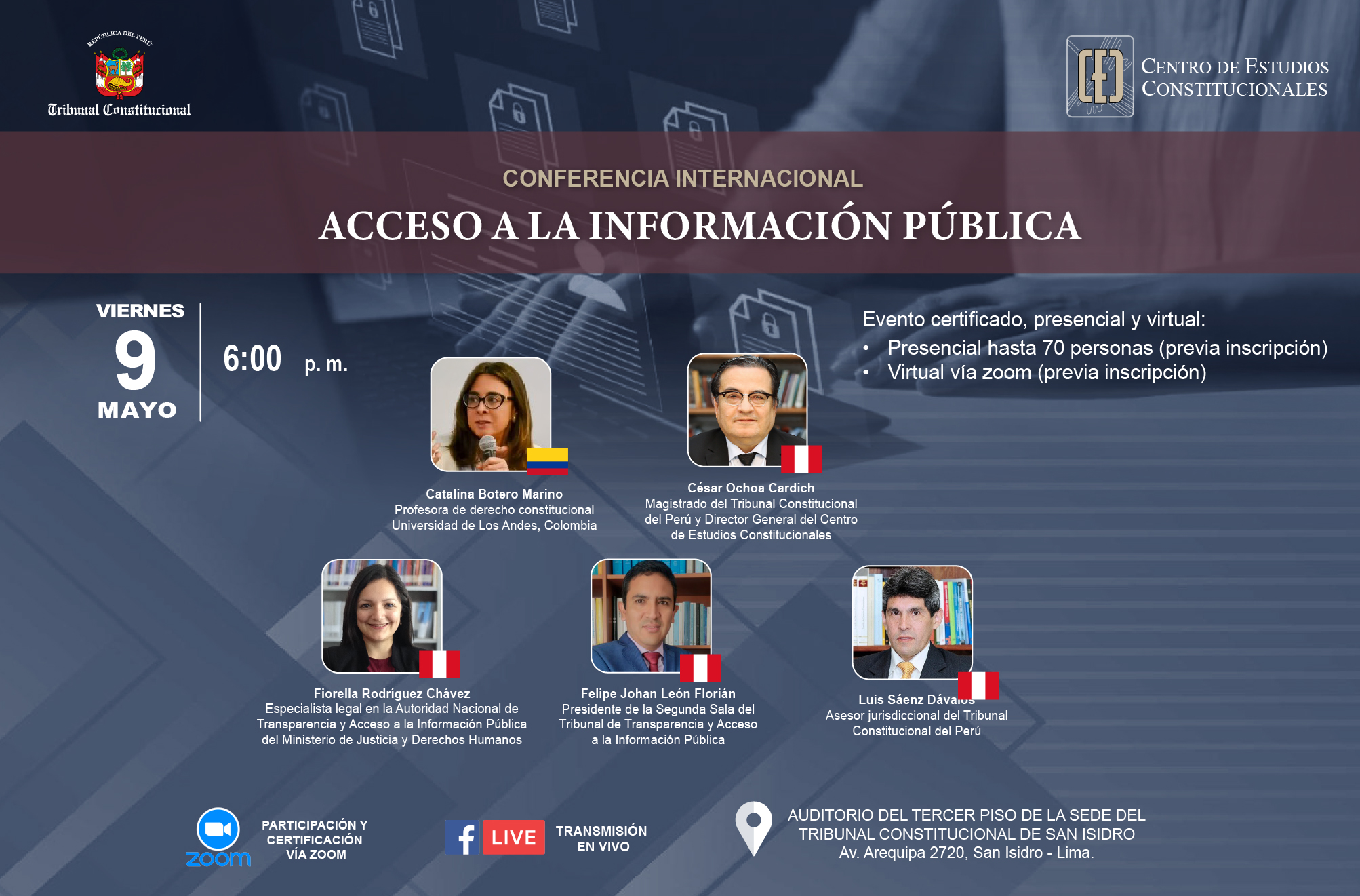 CENTRO DE ESTUDIOS CONSTITUCIONALES DEL TC ORGANIZA ESTE 9 DE MAYO LA CONFERENCIA INTERNACIONAL “ACCESO A LA INFORMACIÓN PÚBLICA”