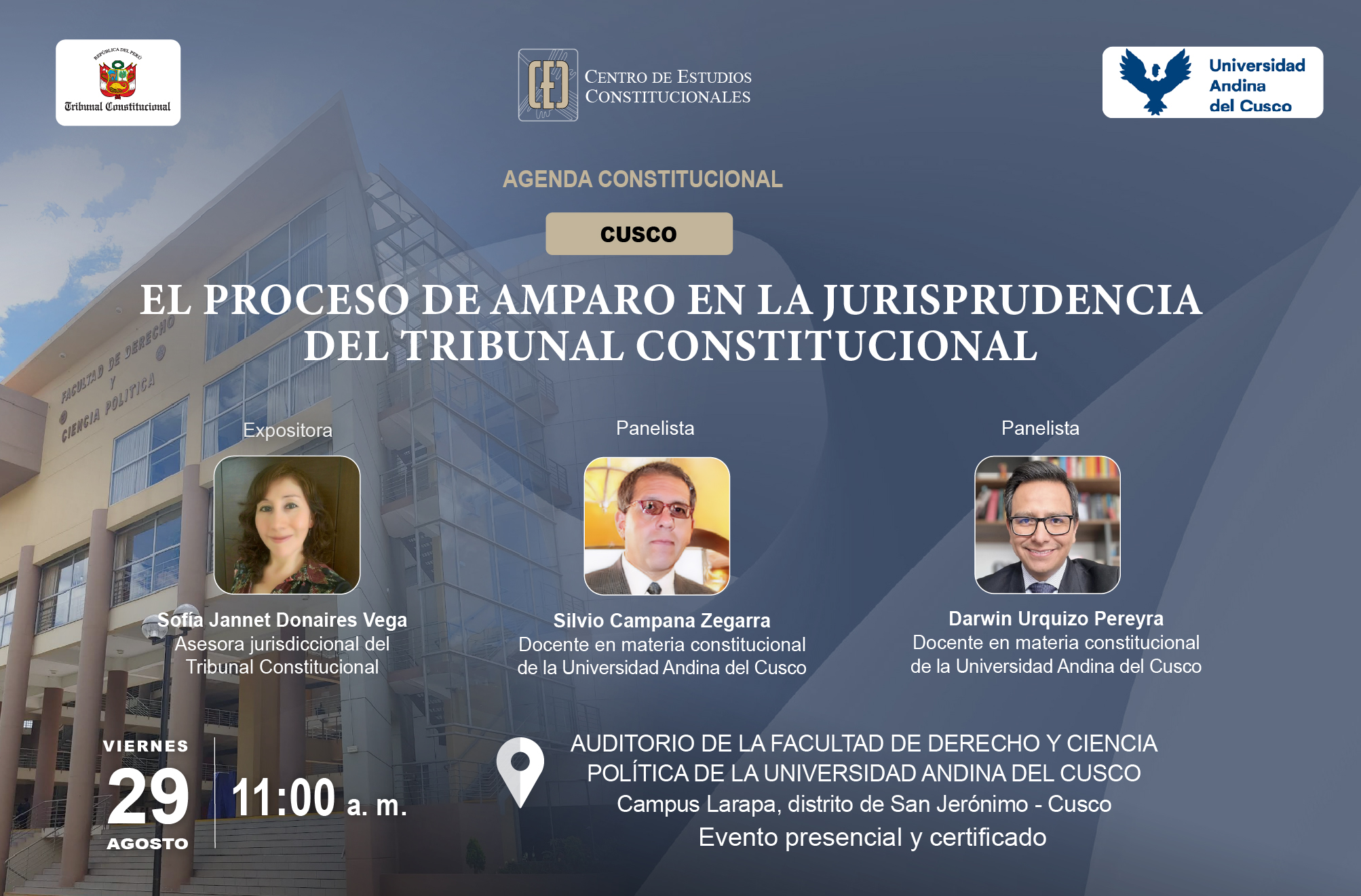 AGENDA CONSTITUCIONAL EN CUSCO ABORDARÁ “EL PROCESO DE AMPARO EN LA JURISPRUDENCIA DEL TRIBUNAL CONSTITUCIONAL”