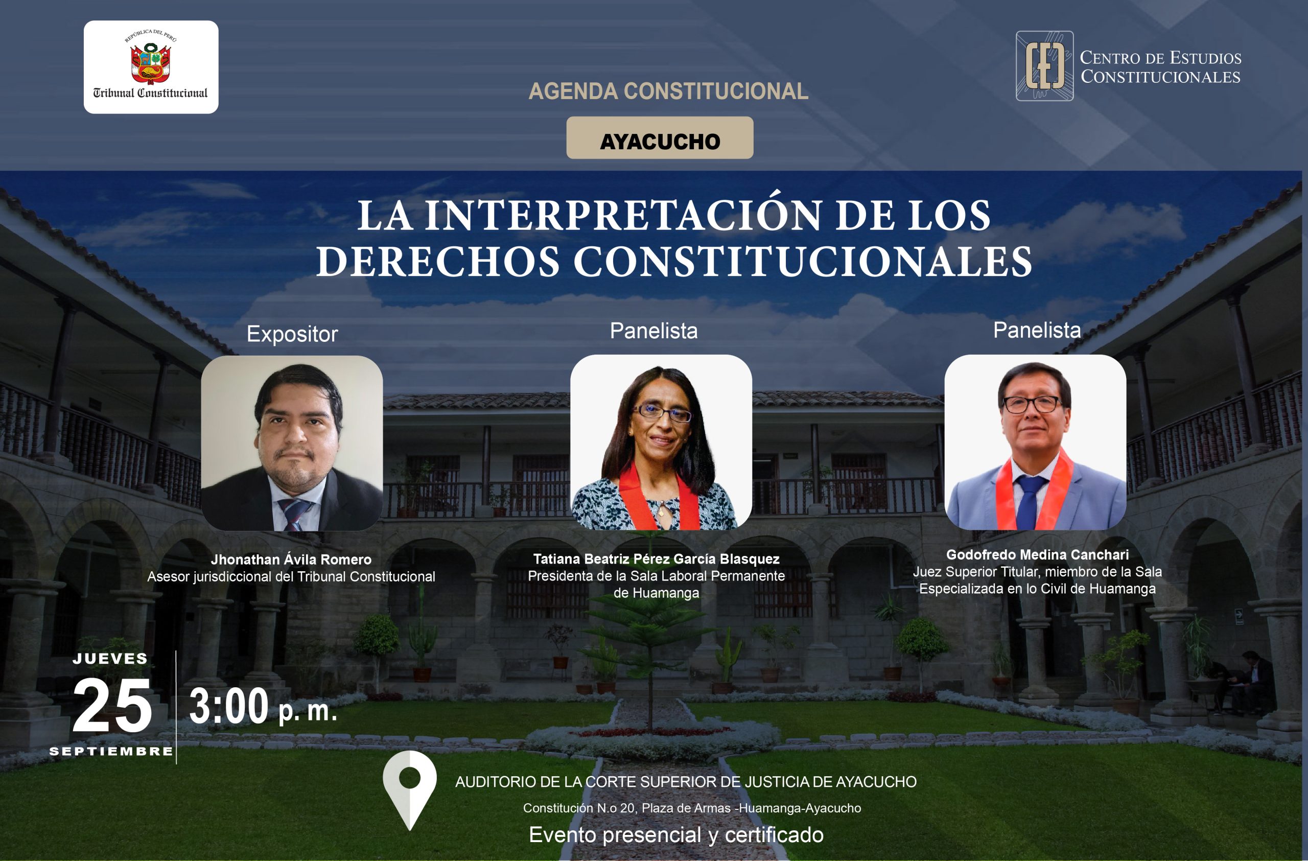 AGENDA CONSTITUCIONAL EN AYACUCHO ABORDARÁ “LA INTERPRETACIÓN DE LOS DERECHOS CONSTITUCIONALES” EL 25 DE SEPTIEMBRE