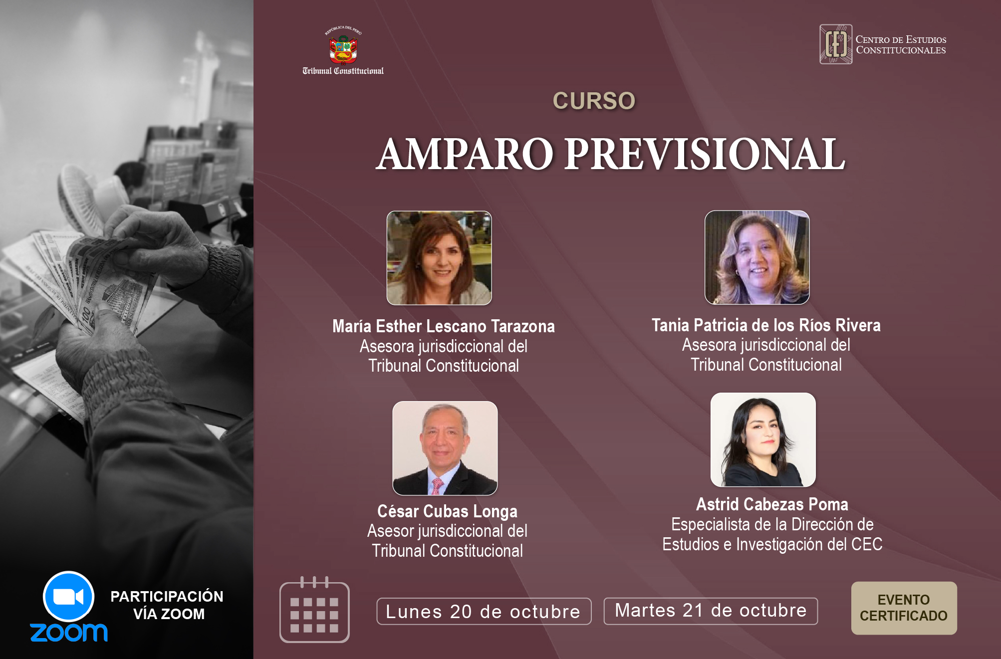 CURSO SOBRE AMPARO PREVISIONAL REALIZARÁ EL 20 Y 21 DE OCTUBRE EL CENTRO DE ESTUDIOS CONSTITUCIONALES DEL TRIBUNAL CONSTITUCIONAL