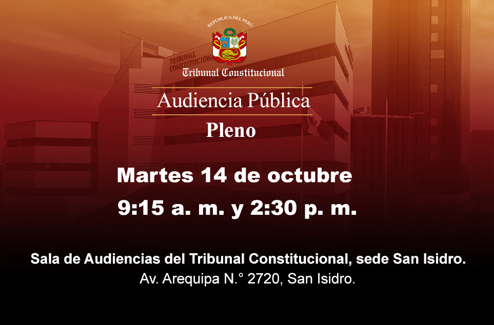 PLENO DEL TC SESIONARÁ EN AUDIENCIA PÚBLICA EL MARTES 14 DE OCTUBRE Y VERÁ 27 PROCESOS CONSTITUCIONALES