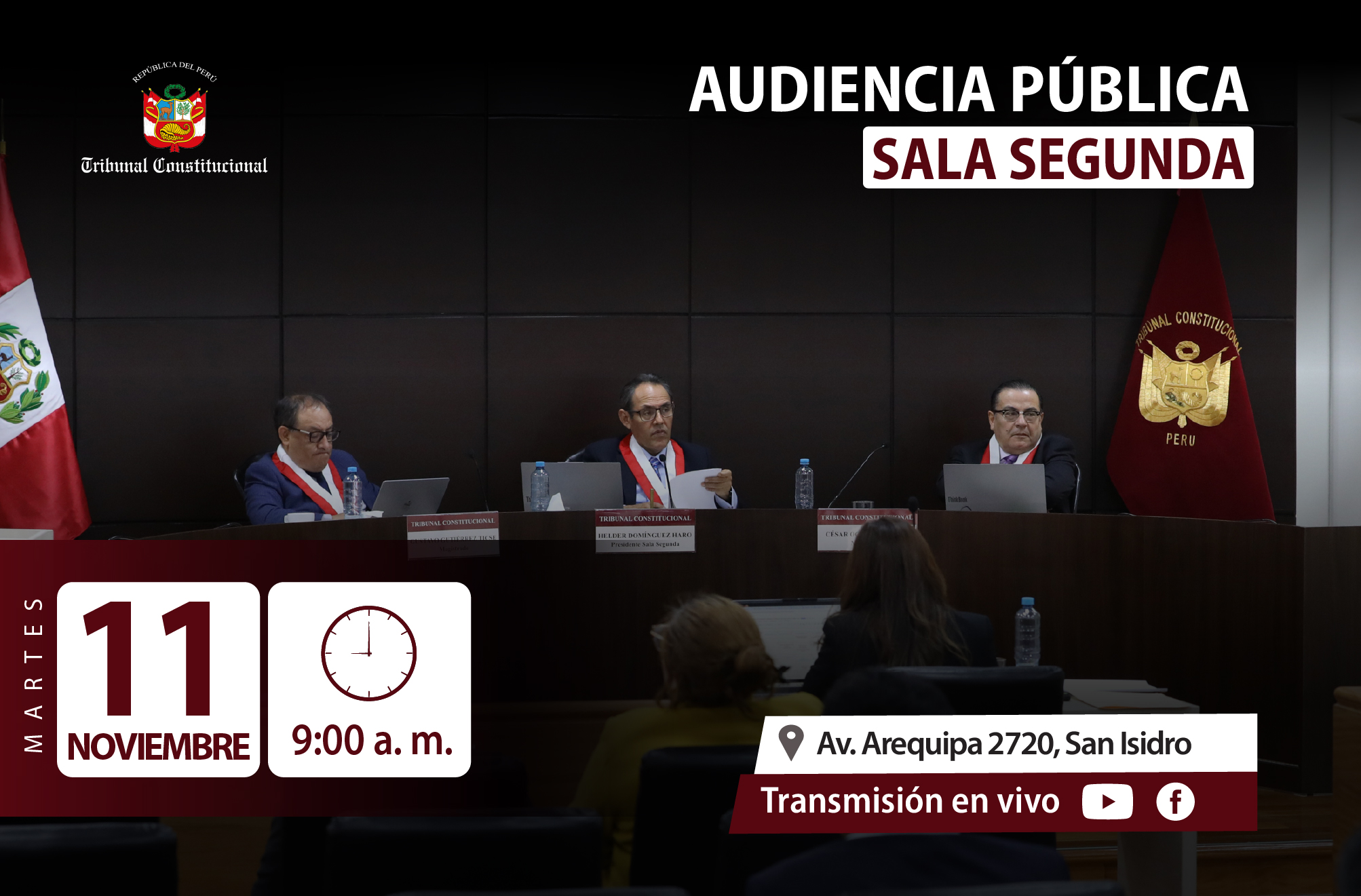 SALA SEGUNDA DEL TRIBUNAL CONSTITUCIONAL SESIONARÁ EL PRÓXIMO MARTES 11 DE NOVIEMBRE Y VERÁ 64 PROCESOS CONSTITUCIONALES