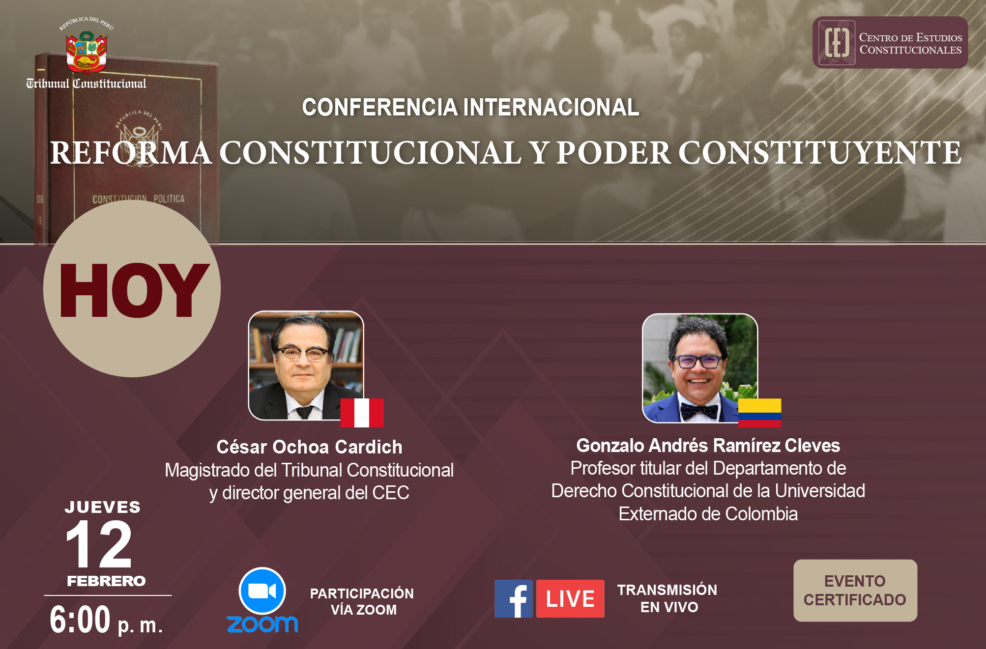 HOY SE DESARROLLARÁ LA CONFERENCIA INTERNACIONAL “REFORMA CONSTITUCIONAL Y PODER CONSTITUYENTE”