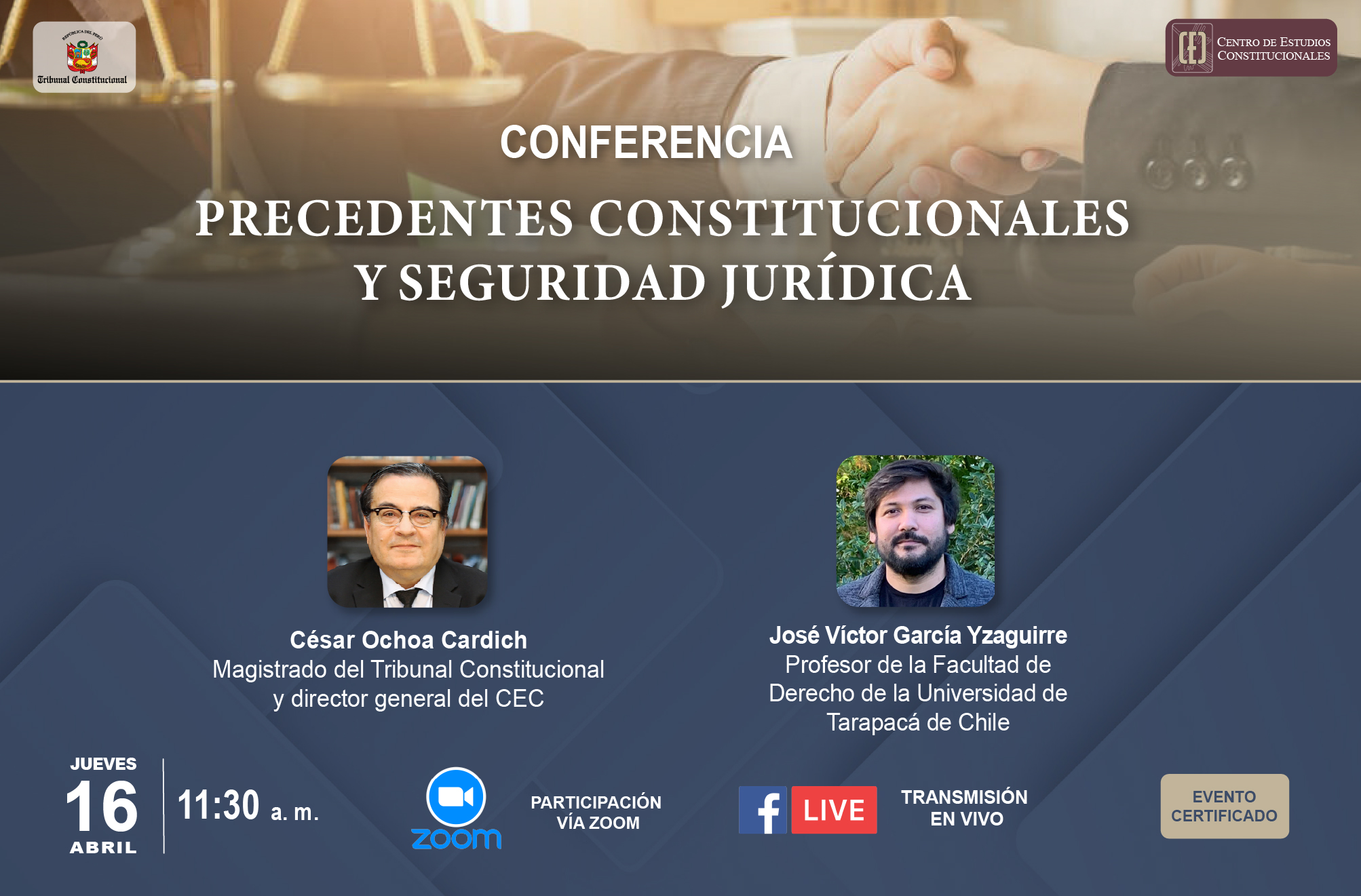 CEC DEL TC ORGANIZA EL JUEVES 16 DE ABRIL LA CONFERENCIA: “PRECEDENTES CONSTITUCIONALES Y SEGURIDAD JURÍDICA”