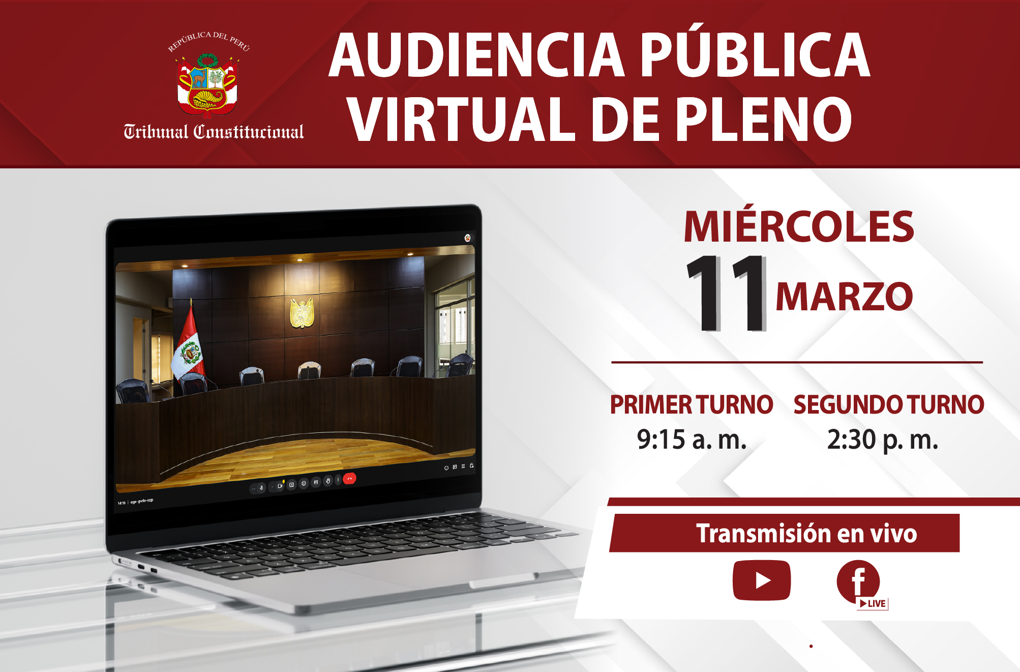 PLENO DEL TC SESIONARÁ DE MANERA VIRTUAL EN LA AUDIENCIA PÚBLICA DEL PRÓXIMO MIERCOLES 11 DE MARZO Y VERÁ 14 PROCESOS CONSTITUCIONALES