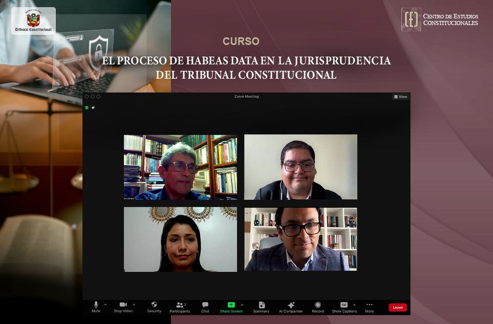 CENTRO DE ESTUDIOS CONSTITUCIONALES CULMINÓ CON ÉXITO EL CURSO “EL PROCESO DE HÁBEAS DATA EN LA JURISPRUDENCIA DEL TRIBUNAL CONSTITUCIONAL”