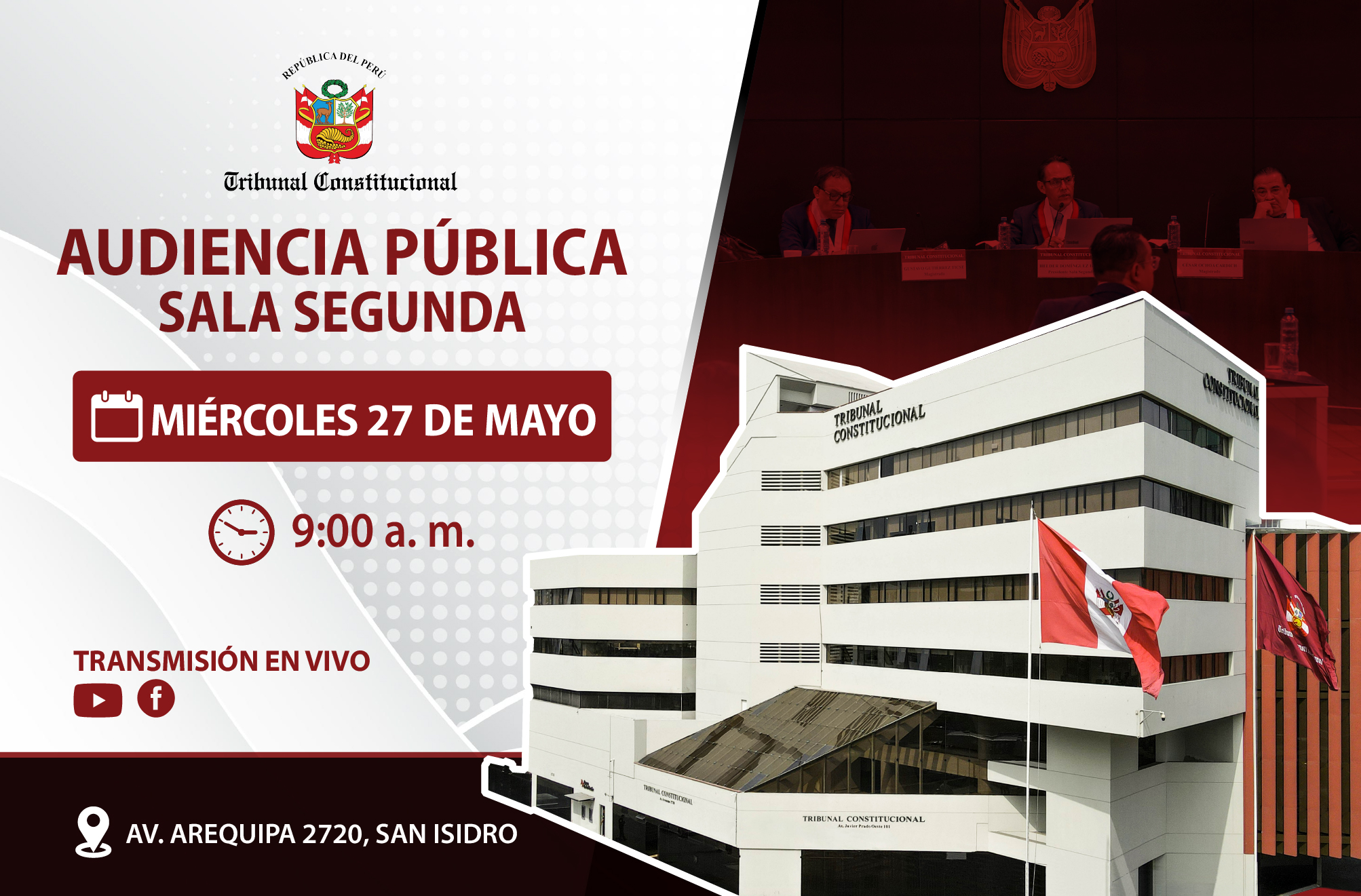 EN AUDIENCIA PÚBLICA DE LA SALA SEGUNDA DEL TC SERÁN VISTAS CINCUENTA CAUSAS EL MIÉRCOLES 27 DE MAYO