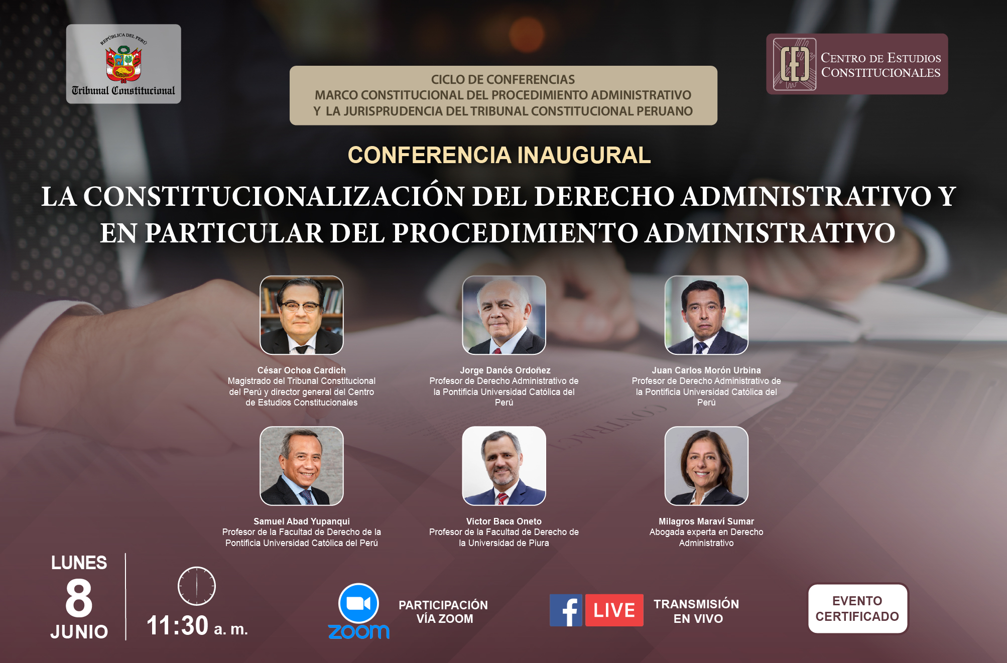 EXPERTOS ABORDARÁN EL LUNES 8 DE JUNIO LA CONSTITUCIONALIZACIÓN DEL DERECHO ADMINISTRATIVO