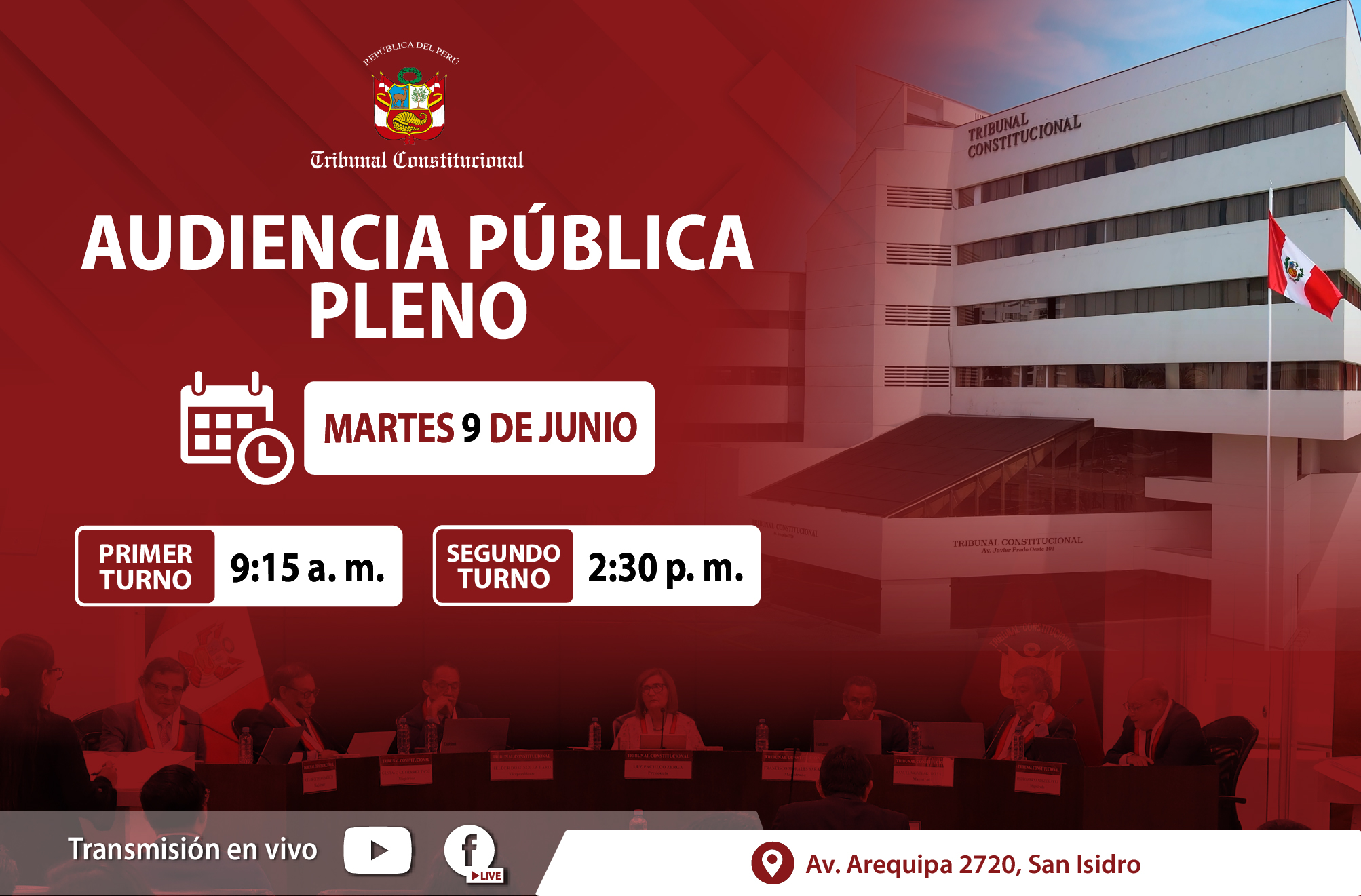 PLENO DEL TRIBUNAL CONSTITUCIONAL SESIONARÁ EN AUDIENCIA PÚBLICA EL MARTES 9 DE JUNIO Y VERÁ UN TOTAL DE 17 PROCESOS CONSTITUCIONALES