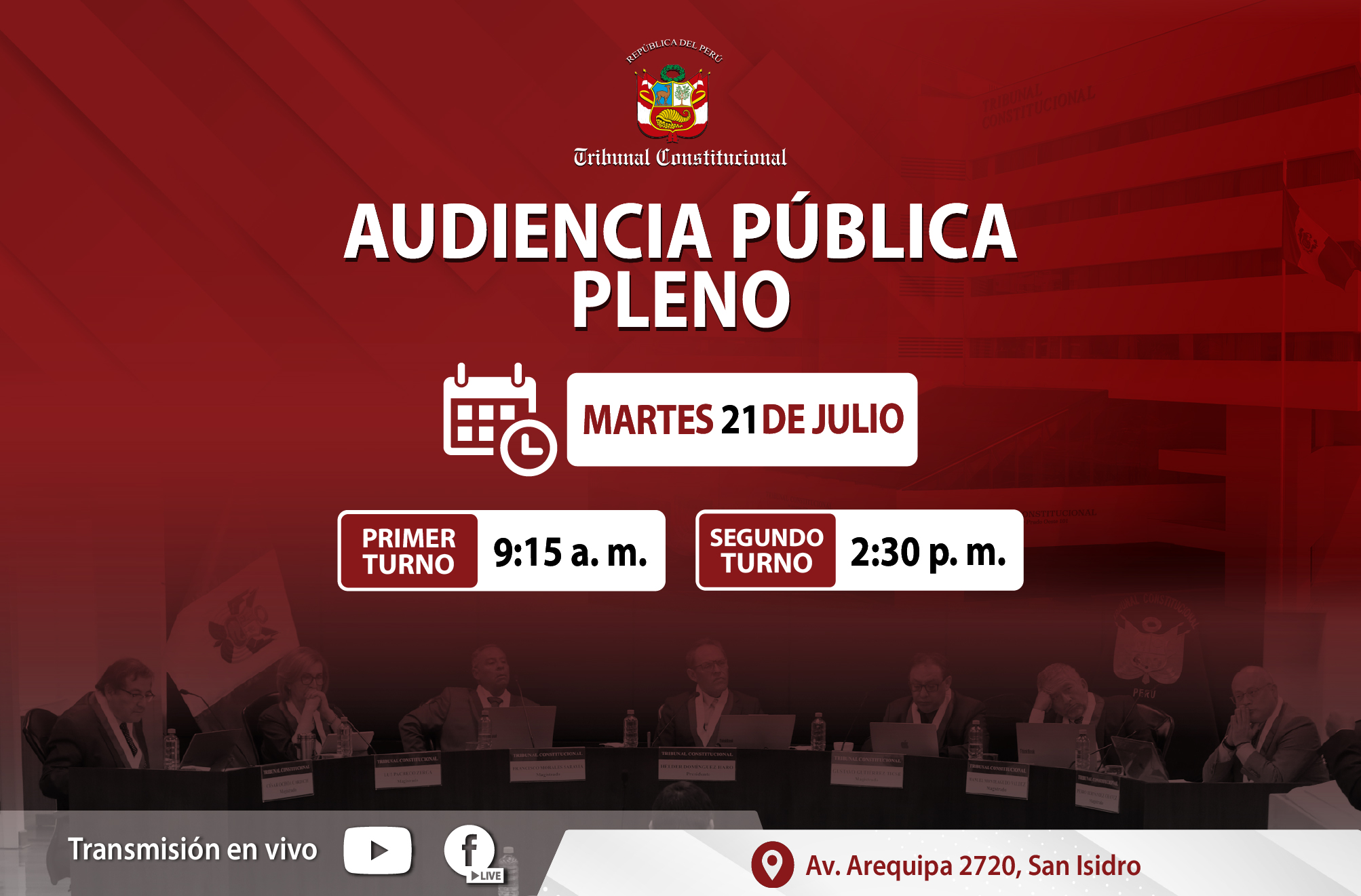 CATORCE PROCESOS CONSTITUCIONALES SERÁN VISTOS EN NUEVA AUDIENCIA PÚBLICA DEL PLENO DEL TRIBUNAL CONSTITUCIONAL