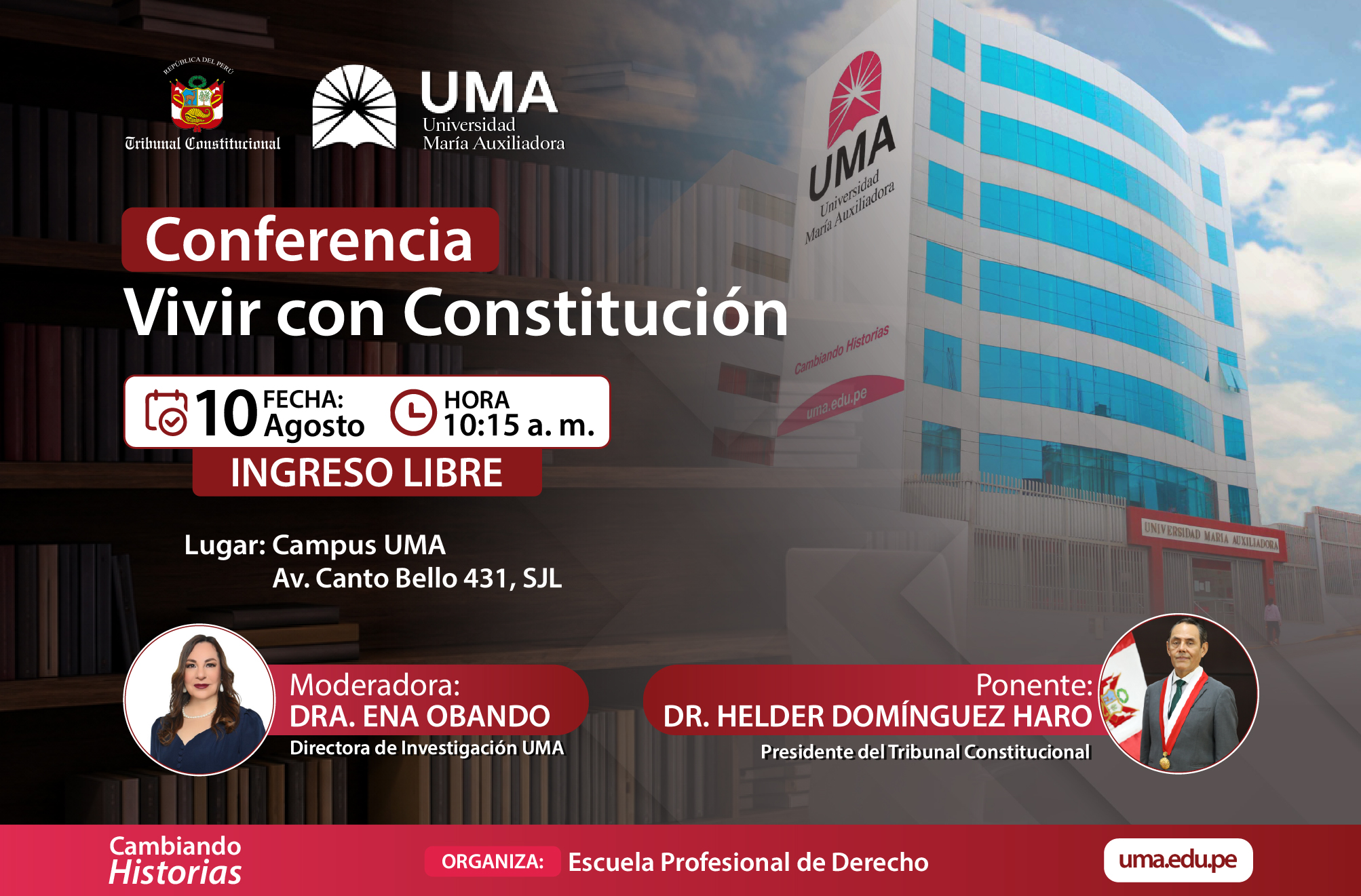 UNIVERSIDAD MARÍA AUXILIADORA ORGANIZA CONFERENCIA MAGISTRAL SOBRE “VIVIR CON CONSTITUCIÓN” CON PRESENCIA DEL TRIBUNAL CONSTITUCIONAL