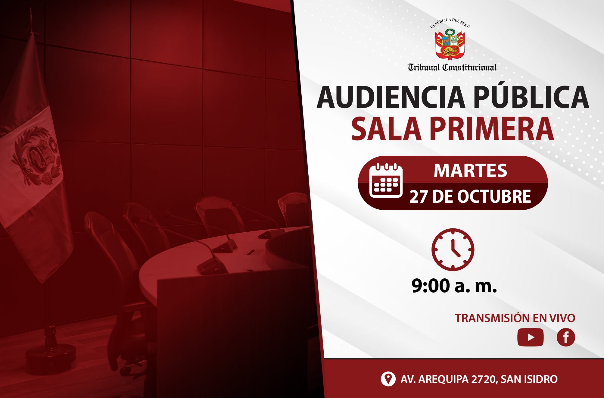 SALA PRIMERA DEL TRIBUNAL CONSTITUCIONAL SESIONARÁ EN UNA AUDIENCIA PÚBLICA EL MARTES 27 DE OCTUBRE Y VERÁ 60 CASOS