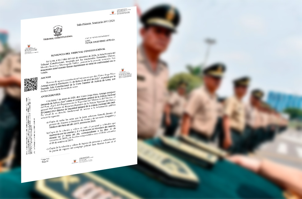 SALA PRIMERA DEL TC ORDENA AL MINISTERIO DEL INTERIOR ENTREGAR COPIA DE TODAS LAS ACTAS DEL PROCESO DE ASCENSO A GENERALES DE ARMAS DEL AÑO 2019