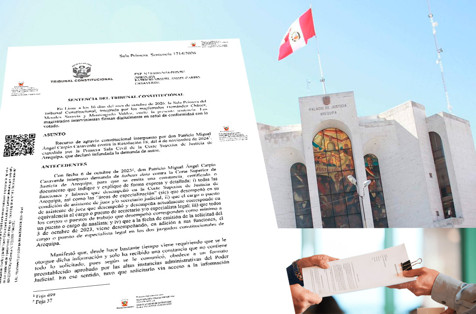 TC ORDENA A LA CORTE SUPERIOR DE JUSTICIA DE AREQUIPA ENTREGAR CERTIFICADO DE TRABAJO ESPECIFICANDO LAS FUNCIONES DE UN ESPECIALISTA JUDICIAL